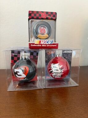 NASCAR Christmas Ornament Bundle Earnhardt #3 Harvick #29 GlassBall Collectibles